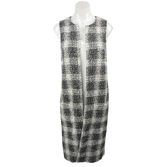 BCBGeneration Plaid Sleeveless Midi Long Duster Blazer Cardigan Coat Jacket Sz S - Picture 1 of 5